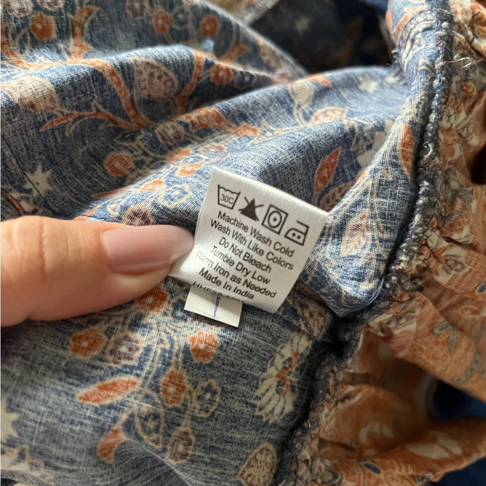 House of Harlow 1960 Nastassia blue and orange floral billowy puff sleeve - Picture 15 of 16